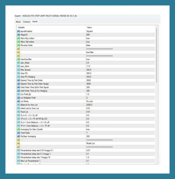 Aselole Po Stop Limit Multi Signal Hedge EA v2.1 MT4 3