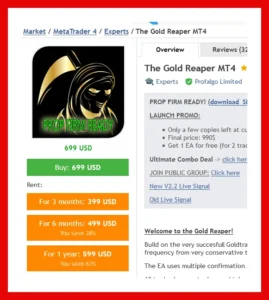 The Gold Reaper EA MQL5 price